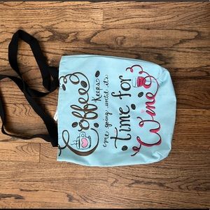 Coffee to hold me over until Wine bag or tote